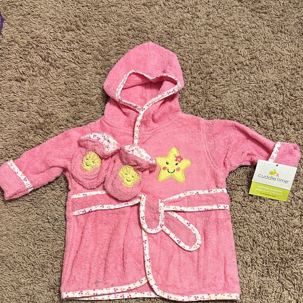 Pink Star Kids Robe Set